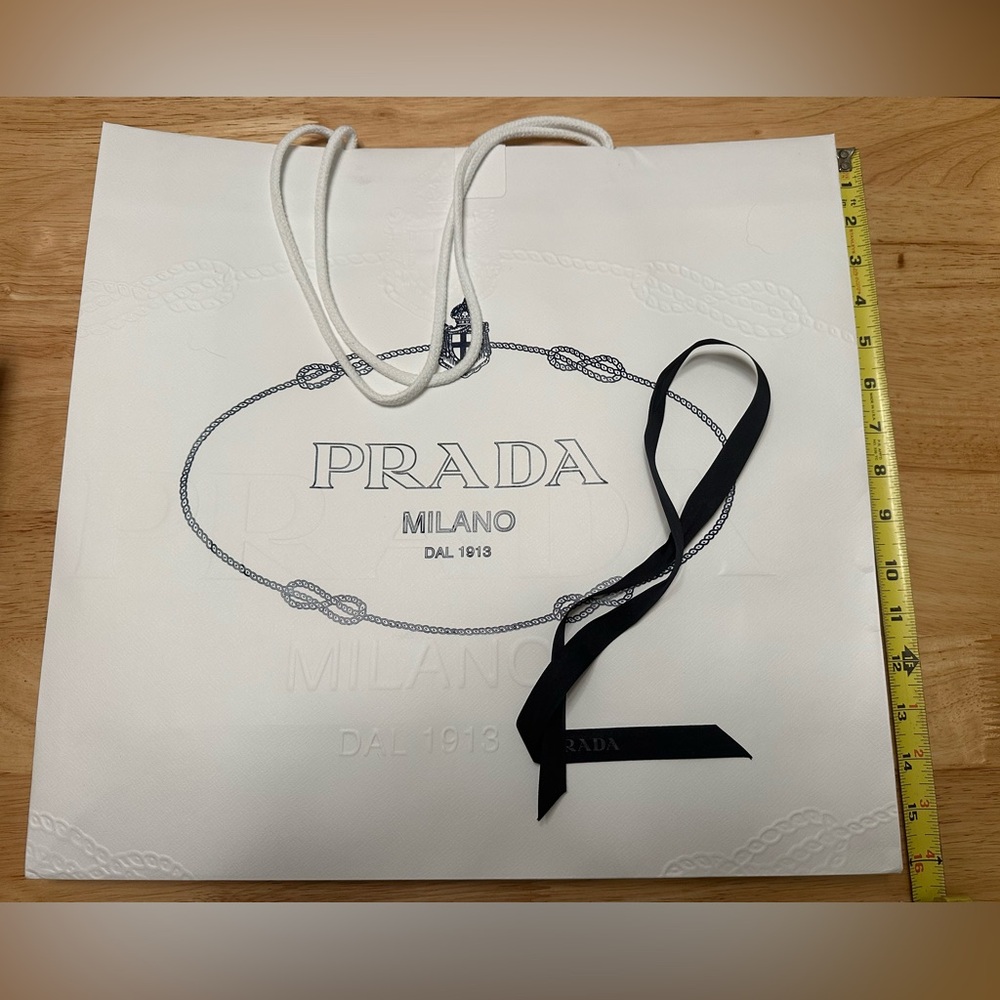 Large authentic Prada shopping bag and ribbon